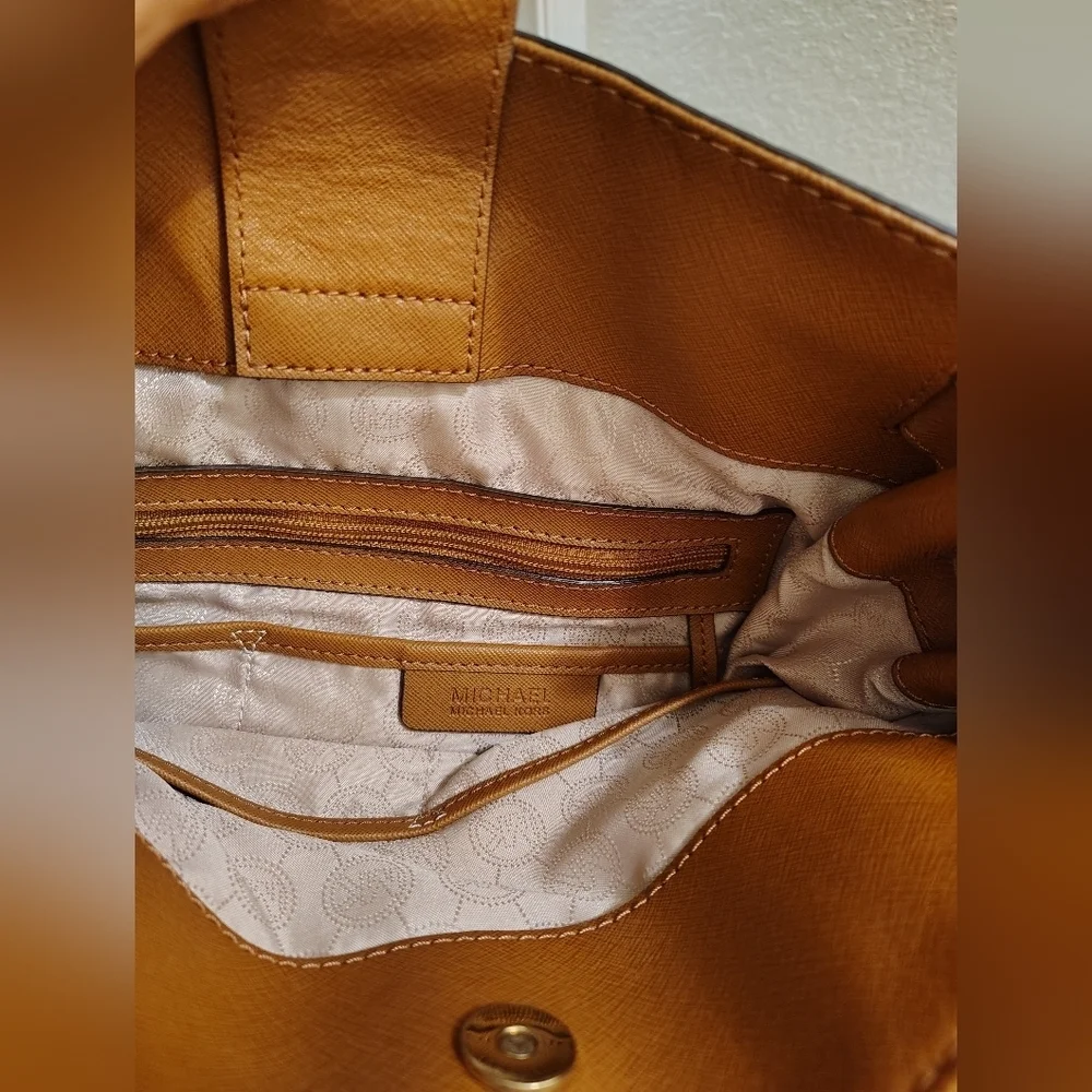 Michael Kors Tan Leather Tote with Gold Accents